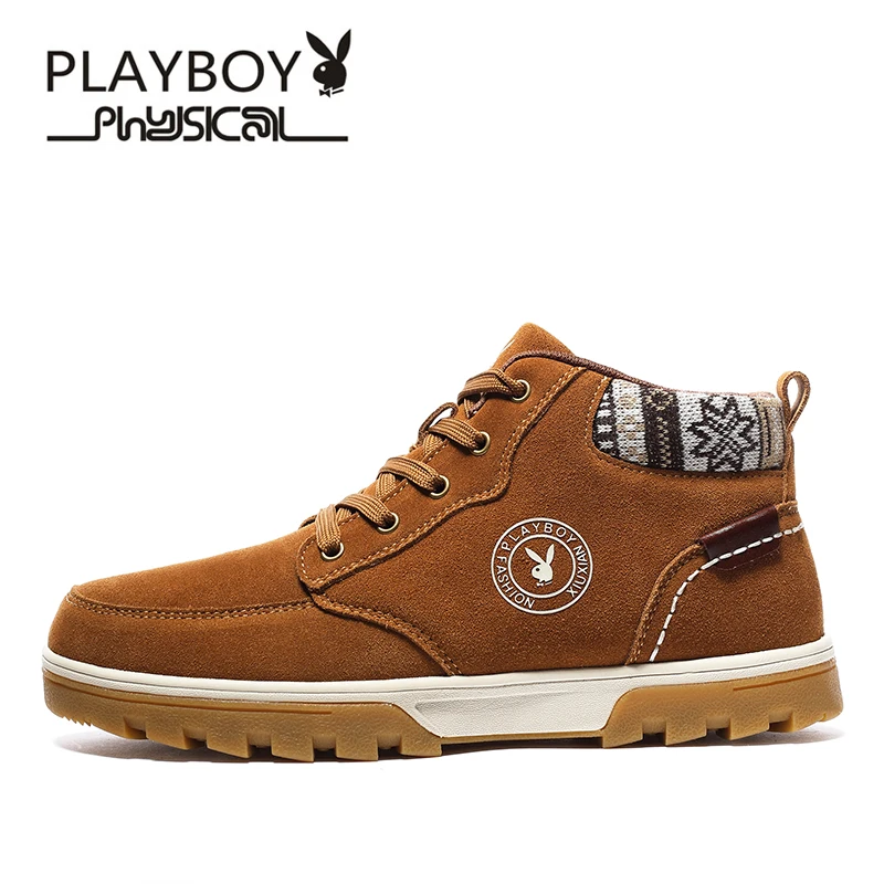 Playboy/мужские зимние ботинки; зимняя обувь из коровьей замши с добавлением шерсти и хлопка; мужские модные брендовые ботильоны с круглым носком; DS67137