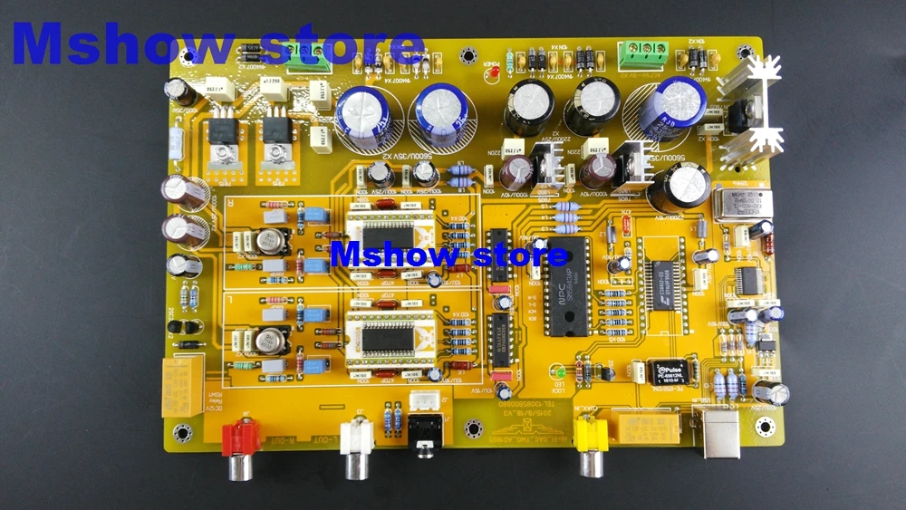 Mshow аудио параллельный AD1865 SOIC DAC декодер доска Hifi с TO-99 AD711 opamp, коаксиальный и USB вход