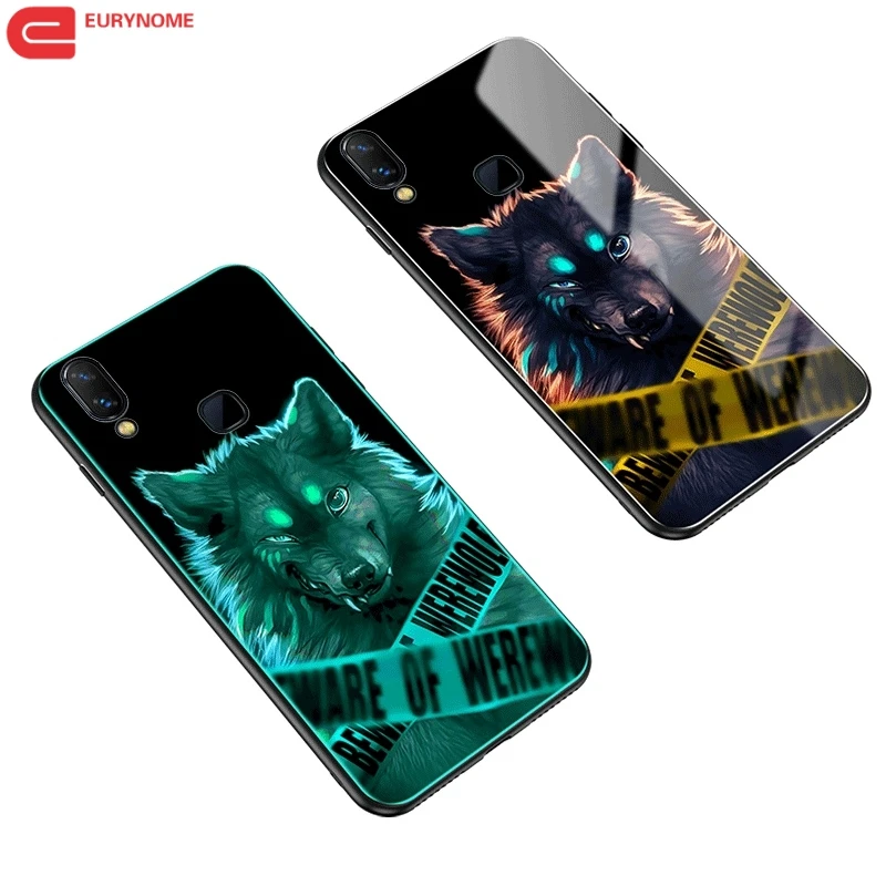 

Tempered Glass Case for VIVO NEX S X23 X21 UD X21i X9 X9s X20 Plus Cover Luminous Shockproof Case for VIVO Y97 Y85 Y83 Y66 Y67