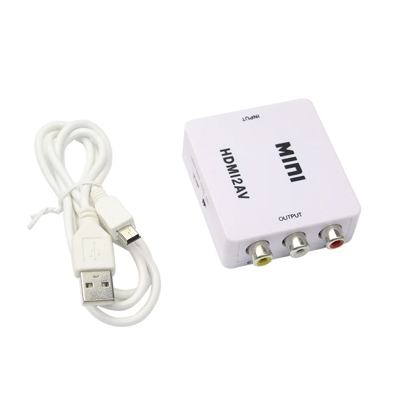 

Real HD 1080P Chip HDMI2AV HDMI to AV/CVBS Video Converter Box Support NTSC PAL Output with USB Power Cable for Raspberry Pi 3
