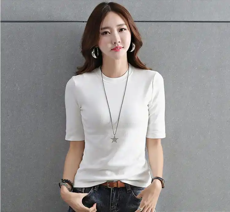 Autumn Cotton White Black T Shirt Women S Tight Half High Collar Five Point Sleeve Short Section T Shirt 18 New T Shirt Women Black T Shirt Womenblack T Shirt Aliexpress Autumn Cotton White Black T Shirt Women S Tight Half High Collar Five Point Sleeve Short Section T Shirt 18 New T Shirt Women Black T Shirt Womenblack T Shirt Aliexpress