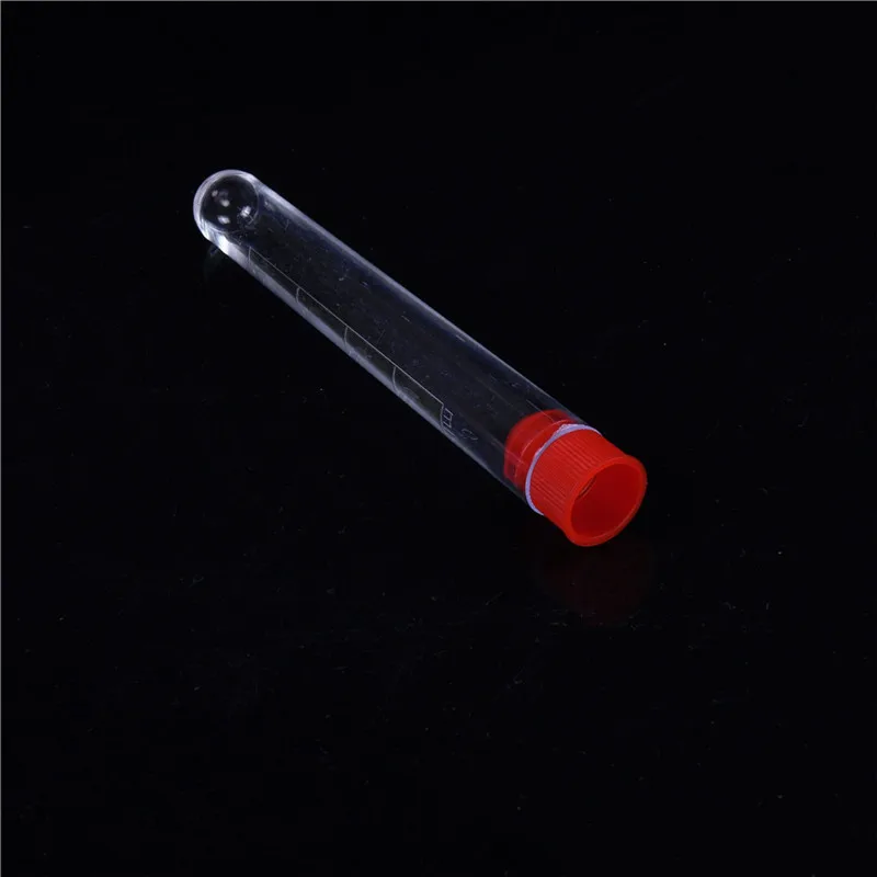 10Pcs 12ml Clear Plastic Test Tubes with Caps Lab Round Bottle Tubes