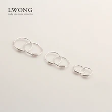 LWONG 925 пробы, серебряные маленькие серьги-кольца для женщин, минималистичные серьги Huggie Hoops, крошечные круглые серьги для хряща, пирсинг