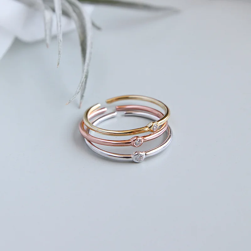 Adjustable 925 Sterling Silver Women Open Ring Simple Sweet Fine Index