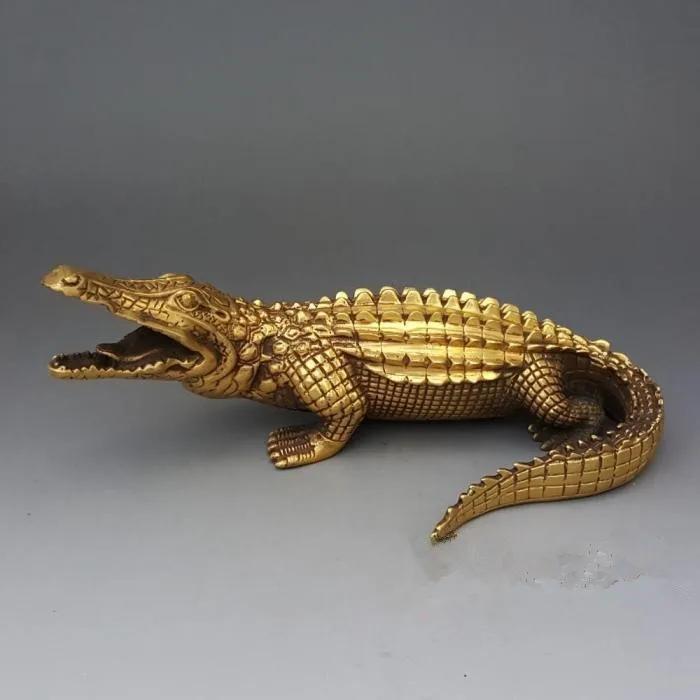 

BRASS medallion copper ornaments decorated antique large crocodile Home Furnishing craft gift collection special offer