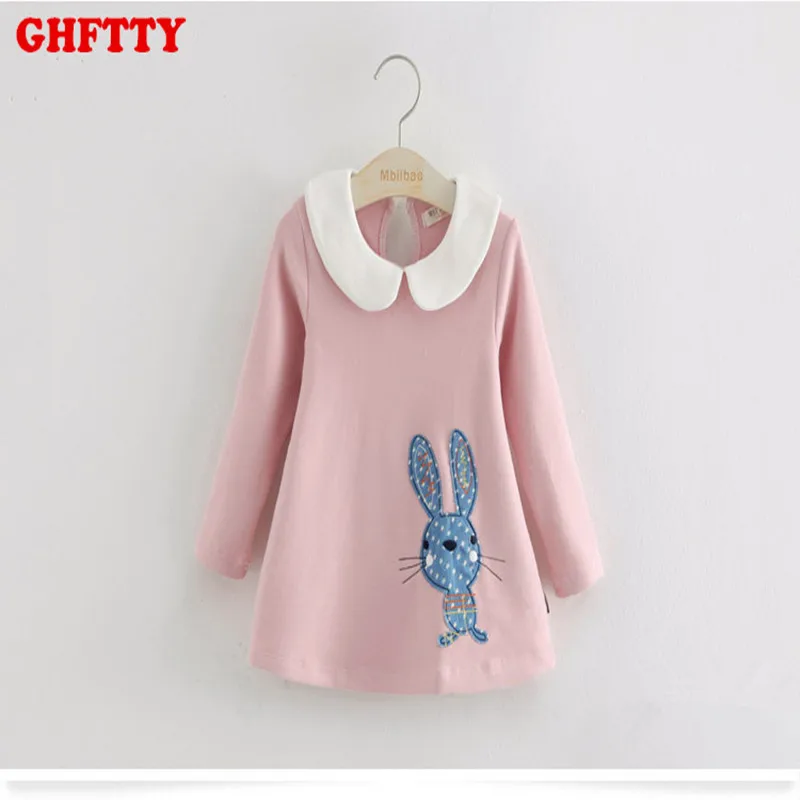 

Spring Autumn New Casual Style Long Sleeve Girls Dress Girls Clothes Cartoon Cotton Rabbit Embroidery Dress for Kids Clothes