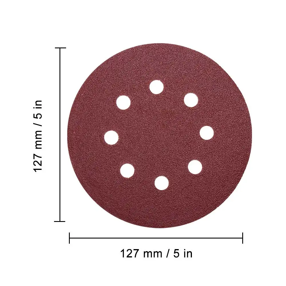 50 шт в наборе, 5 дюймов 125 мм круглый наждачной бумагой ловушка для диск песка листы зернистостью 40/60/80/120/240 крюк и петля шлифовальные диски набор для маникюра, в который входят