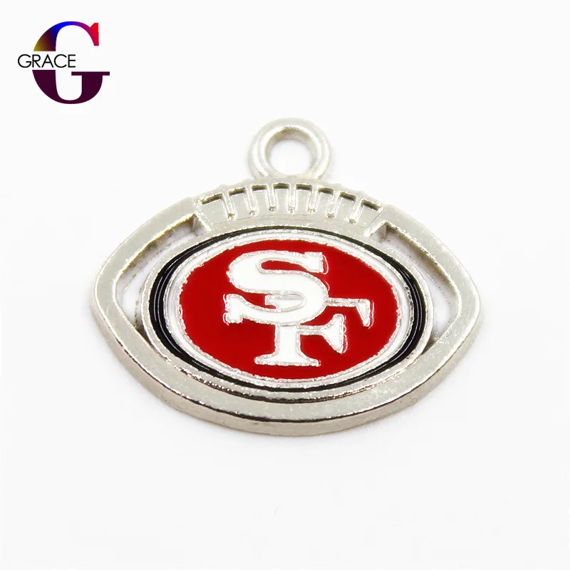 20 шт./лот модные 49ers Футбол спортивные шармы Висячие Подвески для DIY Для женщин браслет Цепочки и ожерелья аксессуары ювелирные кулон