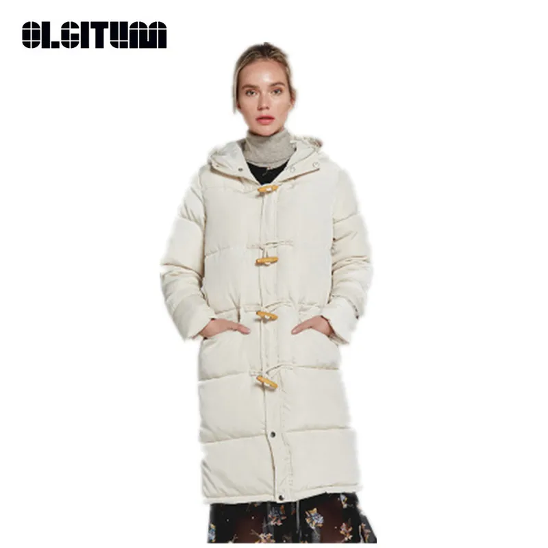 New 2020 Fashion Winter Cotton Padded Coat S-2XL Women Hooded Long Solid Color Cotton Warm Bread Coat Women Jacket CC671 image