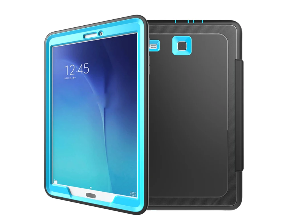 2018 новый роскошный Smart Case для Samsung Galaxy Tab E 9.6 T560 t561 Планшеты дети Безопасный Панцири противоударный TPU + PC жесткий обложка + пленка + ручка