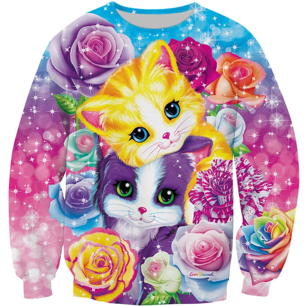 Comprar PLstar Cosmos 2019 más nuevo de las mujeres de los hombres de manga larga prendas de vestir exteriores Lisa Frank animales Arco Iris 3D sudadera suéter de cuello
