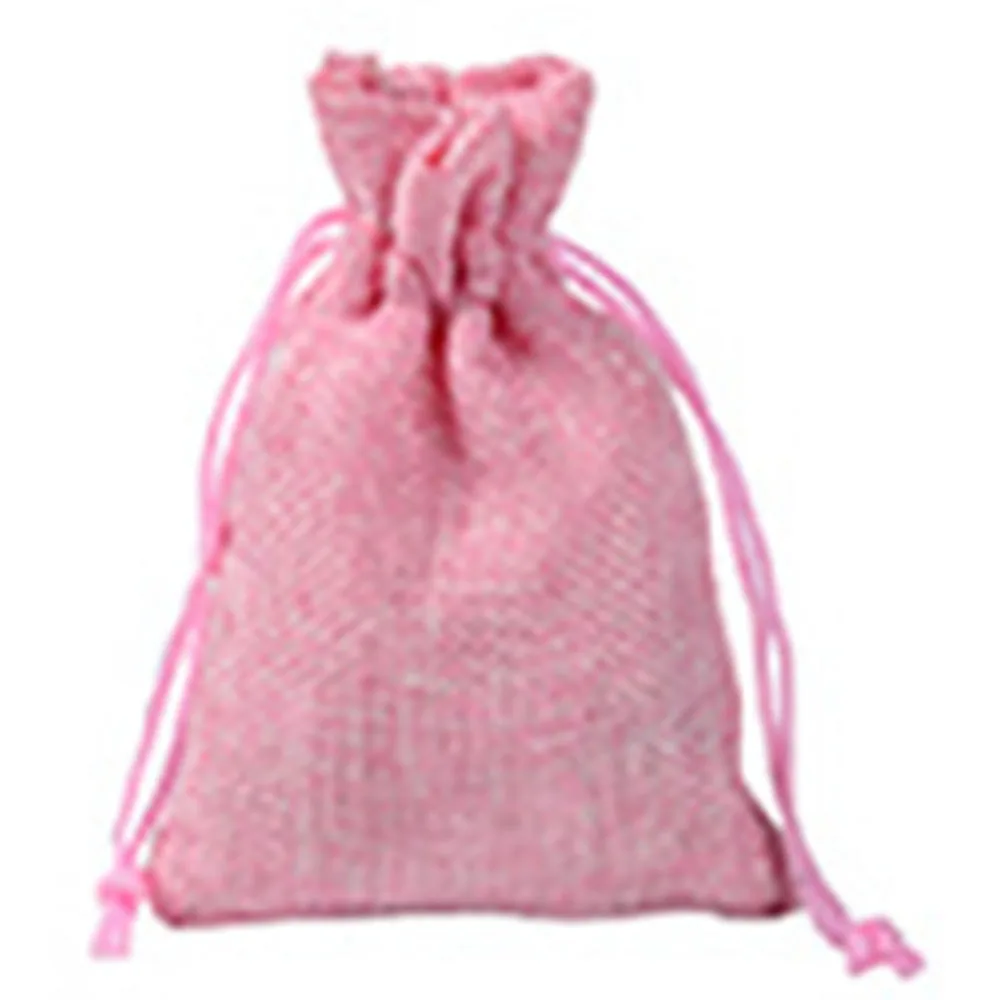 1Pcs Shopping Bag Colorful Imitation linen Storage Package Bags Drawstring Bag Travel Women Cloth Bag Gift Pouch - Цвет: Pink