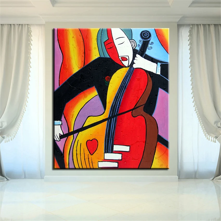 

NO FRAME Printed gita player ABSTRACT Oil Painting Canvas Prints Wall Painting For Living Room Decorations