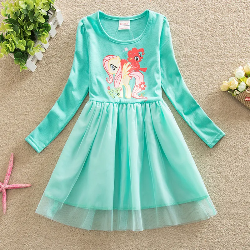 

Baby girl dress my little poli cotton dress girl wear kids clothes children long sleeved dress baby girls clothes cute pony