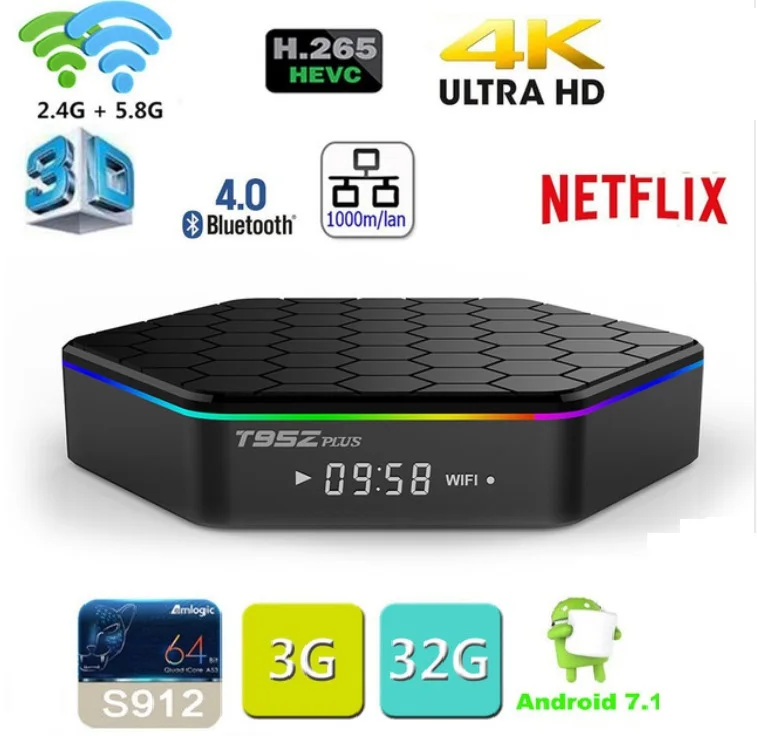 

Original T95Z Plus Android IPTV Set Top Box 2GB 16GB 3GB 32GB Amlogic S912 Chip OS 7.1 T95ZPLUS 4K Smart Tv Box