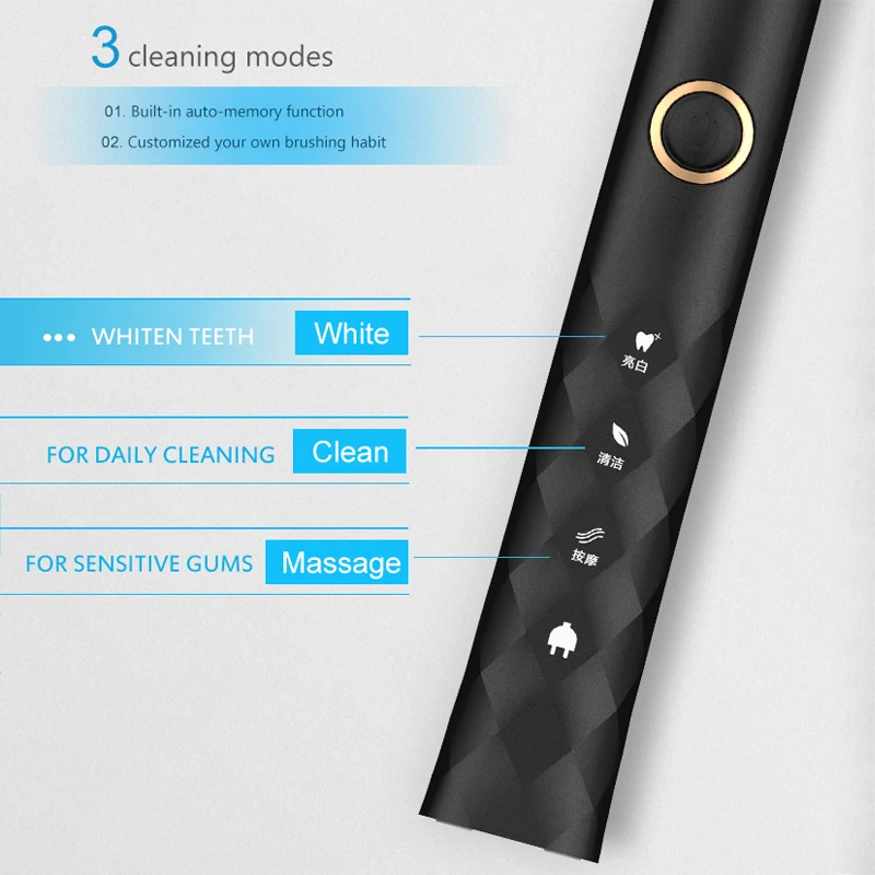 Электрический Перезаряжаемые Зубная щётка для чистки зубов Smart таймер зубная щетка Sonic зубная щётка Здоровый Белый электрическая зубная щетка комплект с Чехол