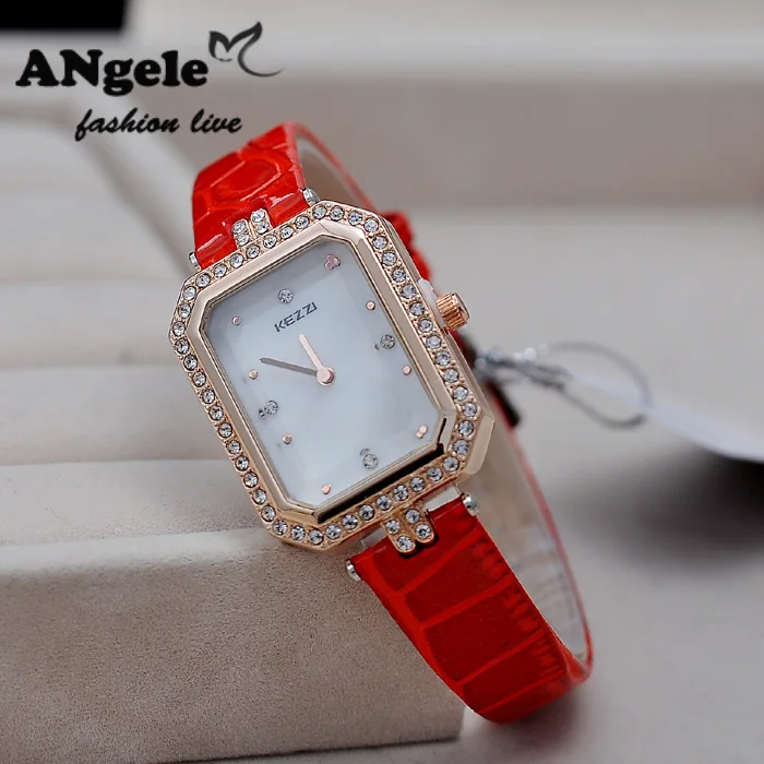 

The New Waterproof Luxury Brand Watches Mother Pearl Surface Inlay Crystal Square Dial Chronograph Quartz Female Watch Montre