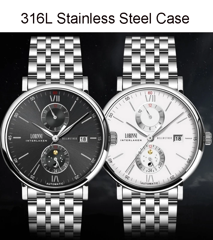 Новые часы для мужчин автоматические механические швейцарские LOBINNI мужские часы люксовый бренд наручные часы сапфир relogio masculino L1017