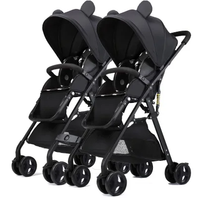Double baby Stroller for Twins Omni-directional Wheels Half Lying Twin Baby Stroller Baby Double Jogging Stroller 360 Degree