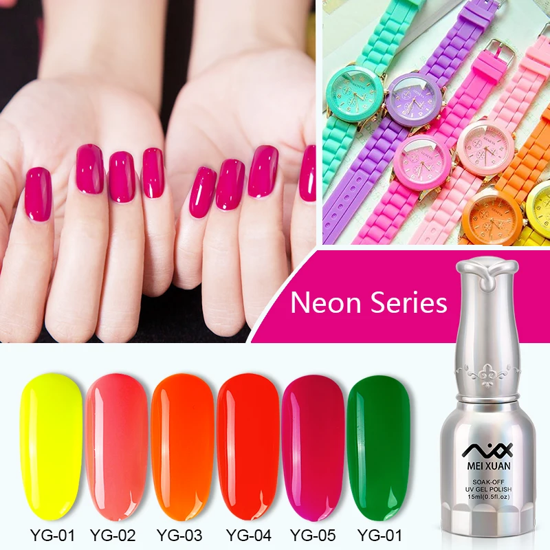 Meixuan Fluorencent Color Gel Nail L Top Base Coat Needed Art UV LED Varnish | Красота и здоровье