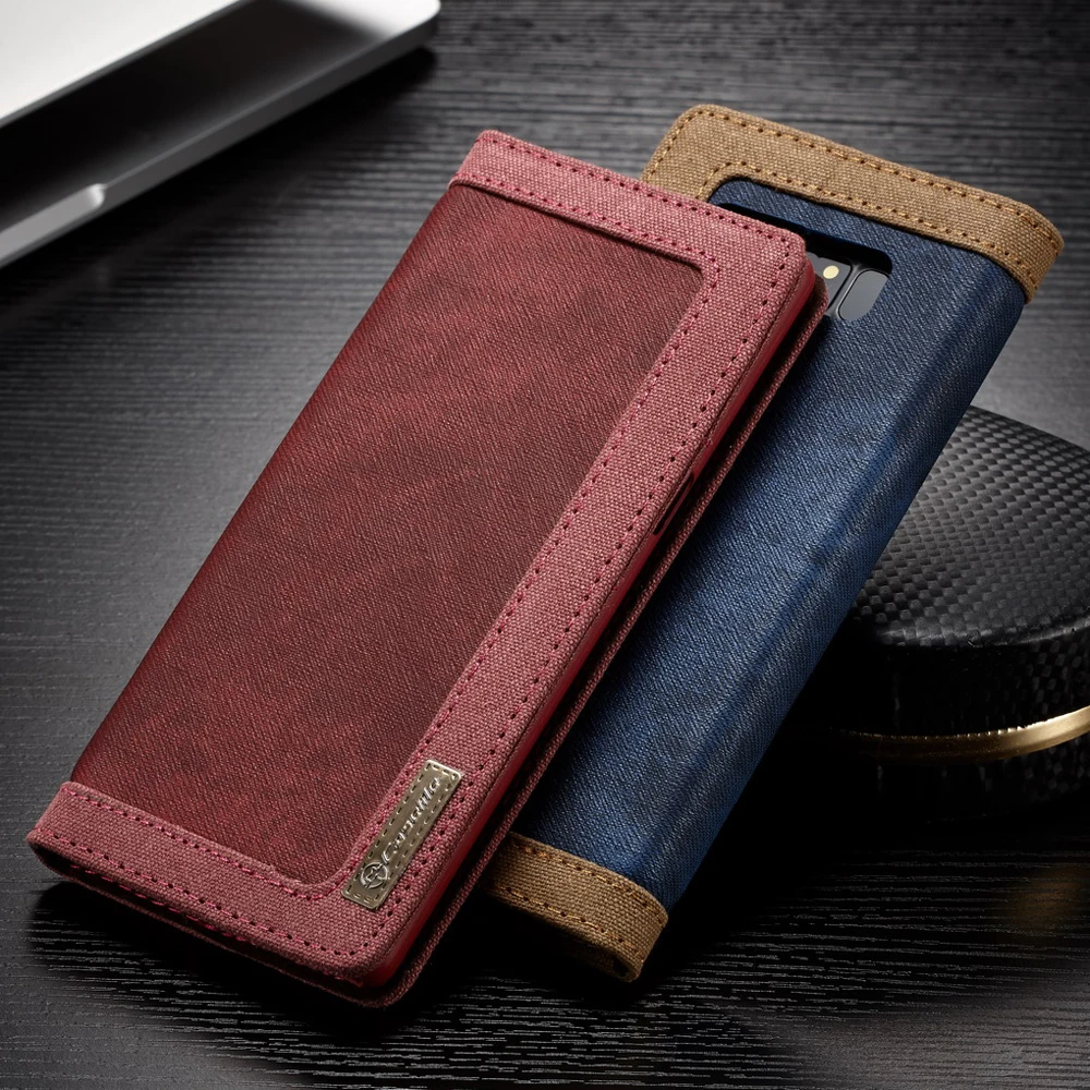 

Canvas Flip Magnetic Phone Case Coque For Samsung Galaxy Note 9 N960F Note9 Case Cover Luxury Retro Card Kickstand PC Back Cover