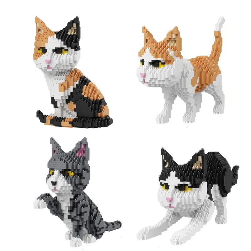 

Diamond mini Blocks Cartoon Building Toys Cat Assembly For Children Big size Auction Animal Model Kids Gifts
