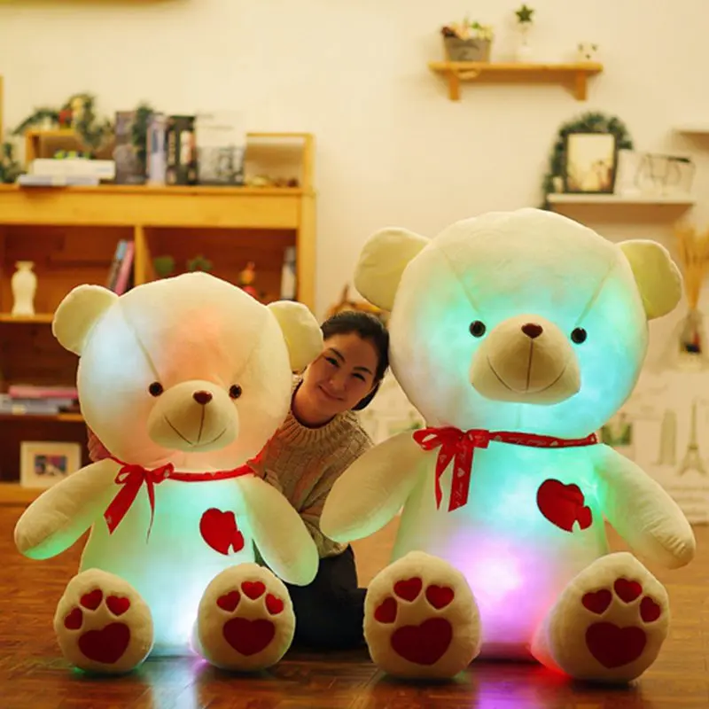 Светящийся Bluetooth 80 см креативный светящийся светодиодный плюшевый Набивная игрушка «Медведь» плюшевая игрушка красочный светящийся плюшевый мишка рождественский подарок для