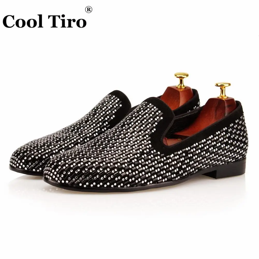 Strass Men Loafers Black Suede Moccasins (5)