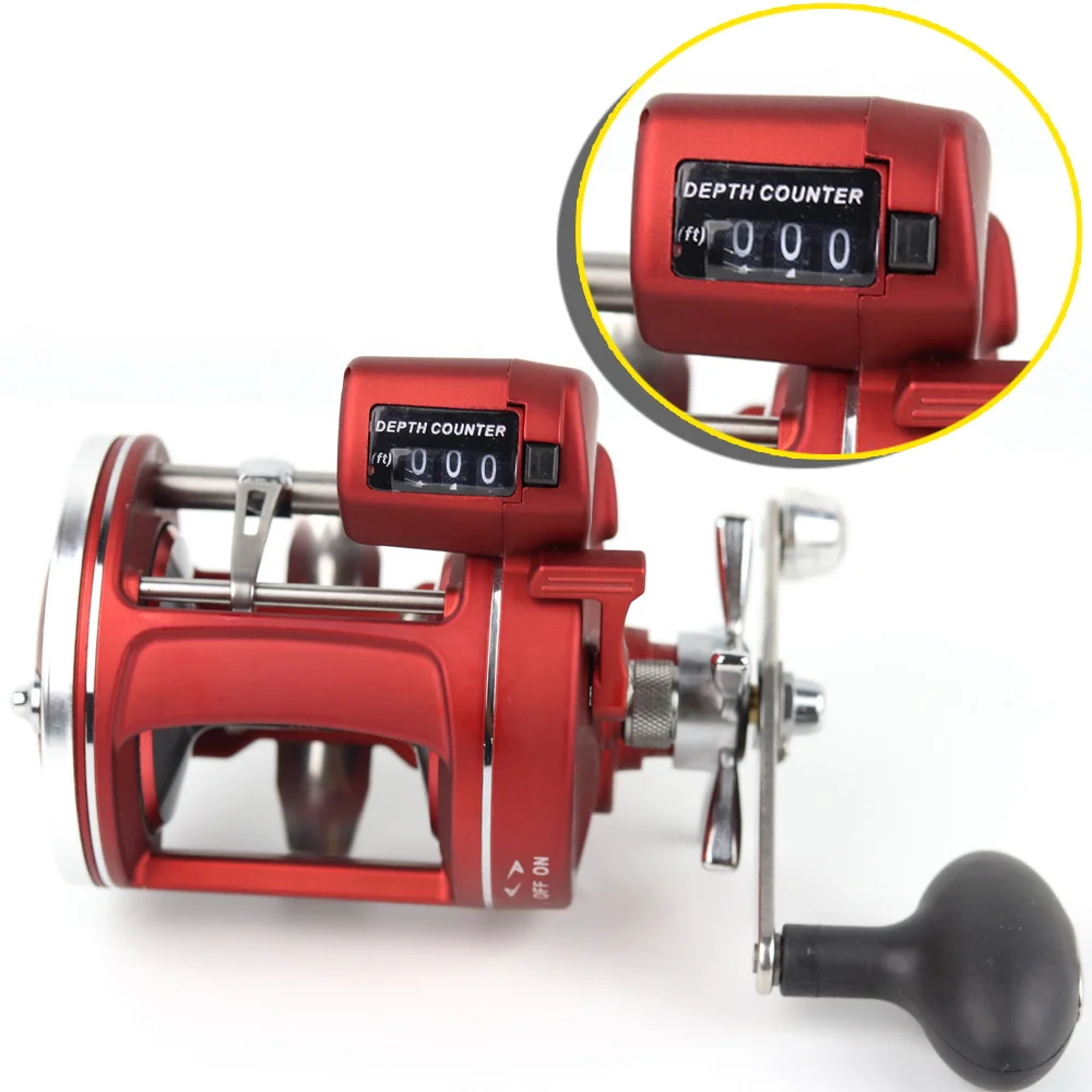 

YUMOSHI 2017 NEW Left / Right hand 12 Ball Bearings Fishing Reel with Electric Depth Counting Multiplier body cast drum reel ACL