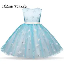 Дети Девочка Рождество Снежинка принцесса Bling платье-пачка одежда крестины платья для вечеринок Одежда для новорожденных vestido