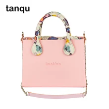 Квадратная сумка tanqu huntfun с цветочными ручками, на плечо, на цепочке, красочная вставка, водонепроницаемый стиль obag, женская сумка с О-образным вырезом, EVA резина