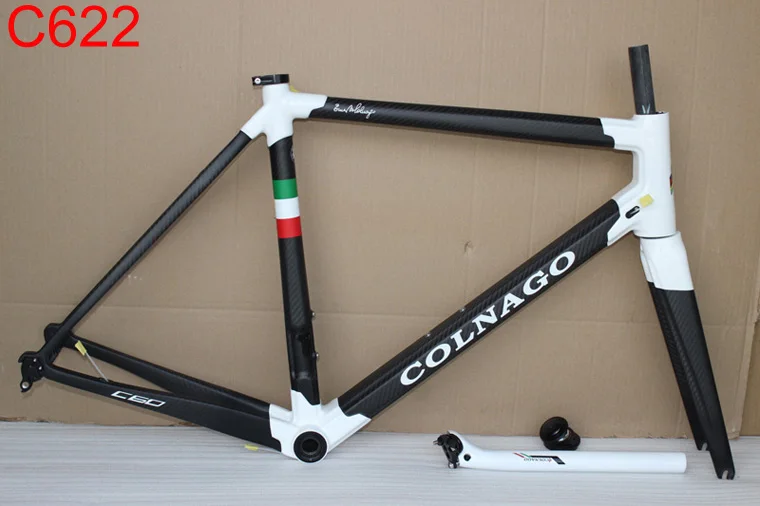 Черная картина белый Colnago C60 дорожный велосипед рама красное углеродное волокно велосипедная Рама+ подседельный штырь+ вилка+ зажим+ гарнитура