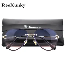 Солнцезащитные очки без оправы для женщин, винтажные брендовые дизайнерские солнцезащитные очки, ретро градиентные очки UV400