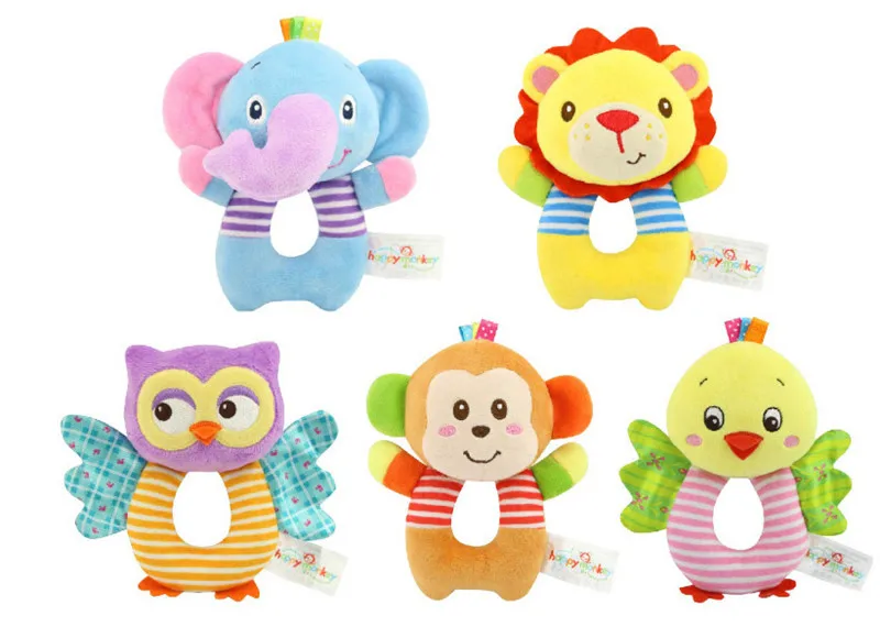 Newborn Baby Toys 0-12 Months Cartoon Animal Owl/Elephant Baby Boy Girl Rattles Hand Bell Infant Toddler Plush Toys jouet enfant