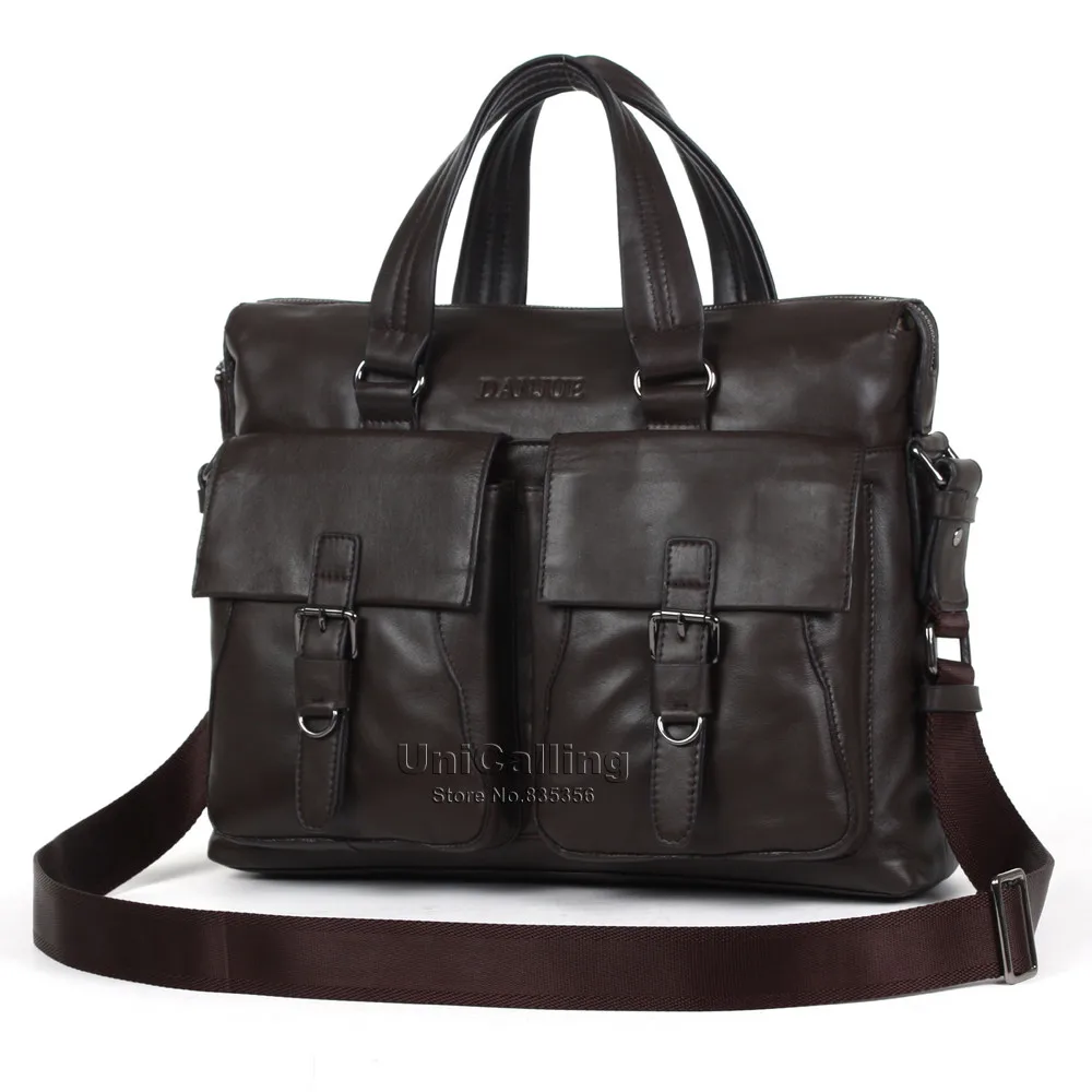 Unicalling/брендовая качественная натуральная кожаная сумка для мужчин с двумя передними карманами Повседневная Деловая кожаная сумка для ноутбука