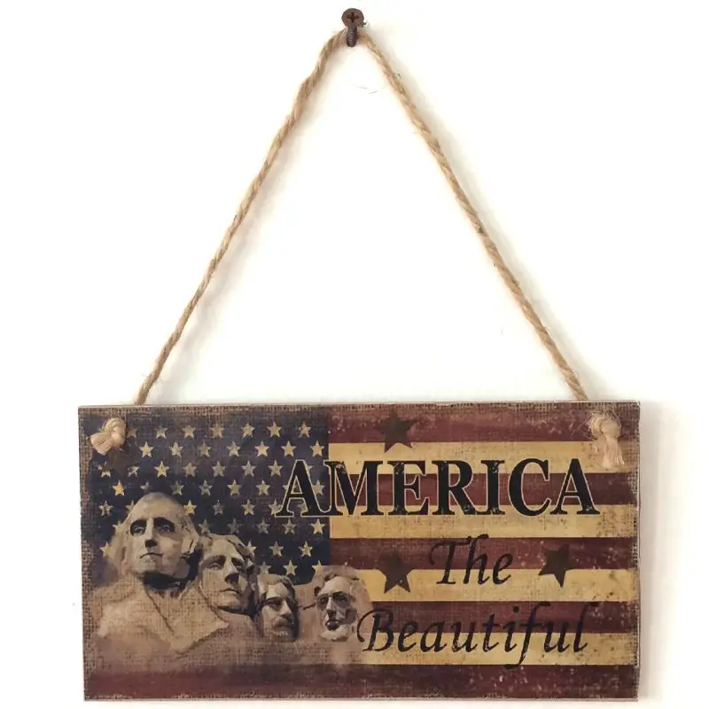 Cheap Colgante Placa De Madera Vintage America El Hermoso Cartel