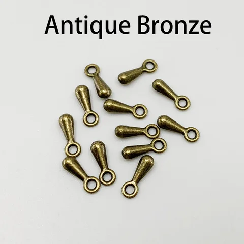 Gold/Rhodium/Antique Bronze Metal Water Drop End Beads 2*7 3*9mm Extender Chain Pendant Supplies For DIY Jewelry