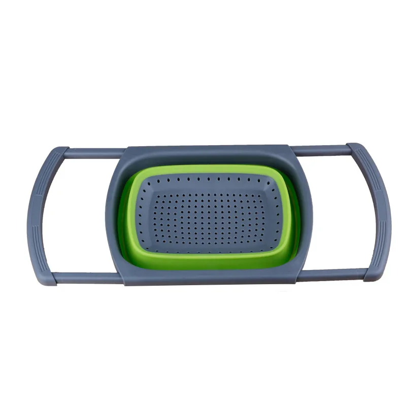 

Square retractable handle folding drainage basket
