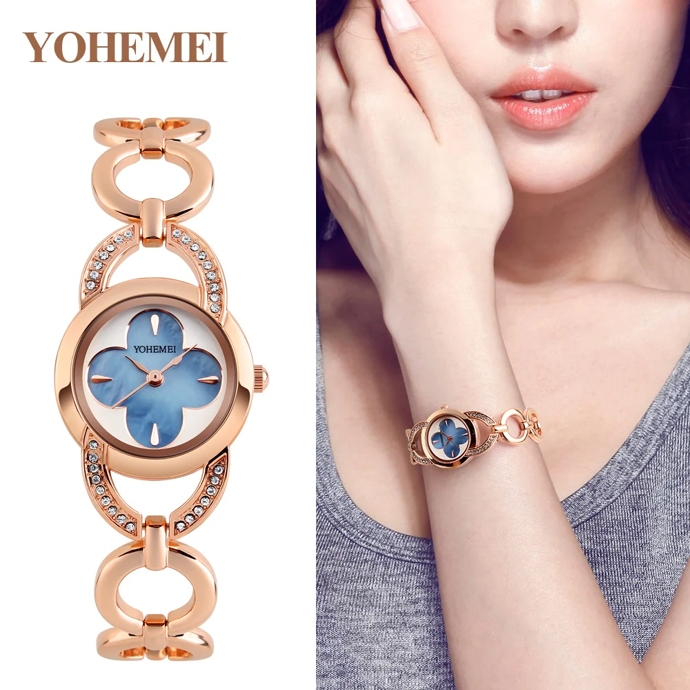 

YOHEMEI New Brand Women Watch Relogio Feminino Luxury Band Ladies Fashion Rhinestone Designer Women's Bracelet Watches Hodinky