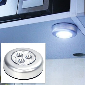 

1pcs 3-LED Closet Cabinet Lamp Battery Powered Wireless Stick Tap Touch Push Security Kitchen Wall Car Night Light