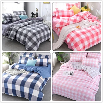 

Classical Plaid Concise Duvet Sheet Pillowcase 3/4pcs Bedding Sets Big Size Soft Cotton Bed Linen Single Twin Queen King 200x230