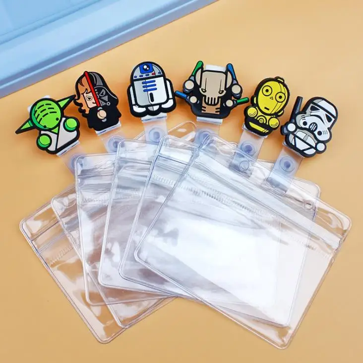 1 Pcs Cartoon Star Wars Transparent Badge Reel Scroll Student Nurse Exhibition ID Business Card Badge Holder Clips Stationery