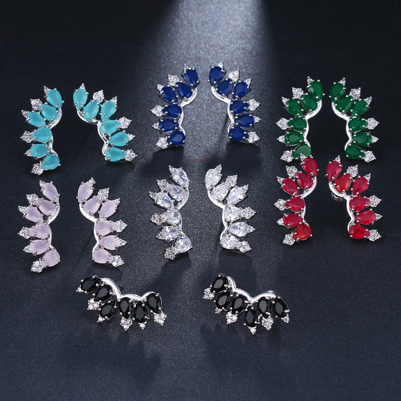 LXOEN богемные сережки-гвоздики серебристого цвета в стиле панк с голубыми кристаллами, серьги с цирконием маркизы, свадебные серьги женские, ювилирные изделия в подарок