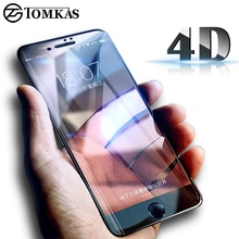 TOMKAS 4D Curved Edge Tempered Glass For iPhone 7 / 6 6s Glass HD Screen Protector Full Cover Glass For iPhone 7 6 6s Plus Film