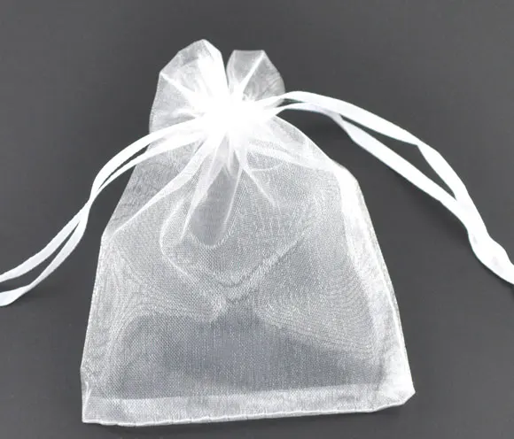 DoreenBeads Подарочный мешочек и сумка, органза, белый, с рисовать, свадьба, 9x7 см. Продается за пакет 5 новинка 2015