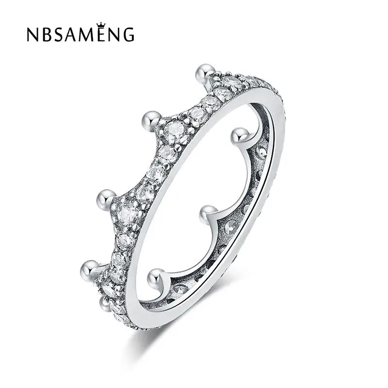 

Authentic Original 925 Sterling Silver CZ Crystal Enchanted Crown Ring Women Finger Rings Compatible With Pan Jewelry