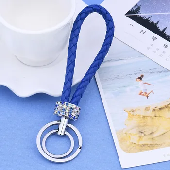 

2019 Fashion Double Loop Rhinestone Crystal Long Keychain Horseshoe Buckle Metal Car key General Multicolor Gift Creative chains