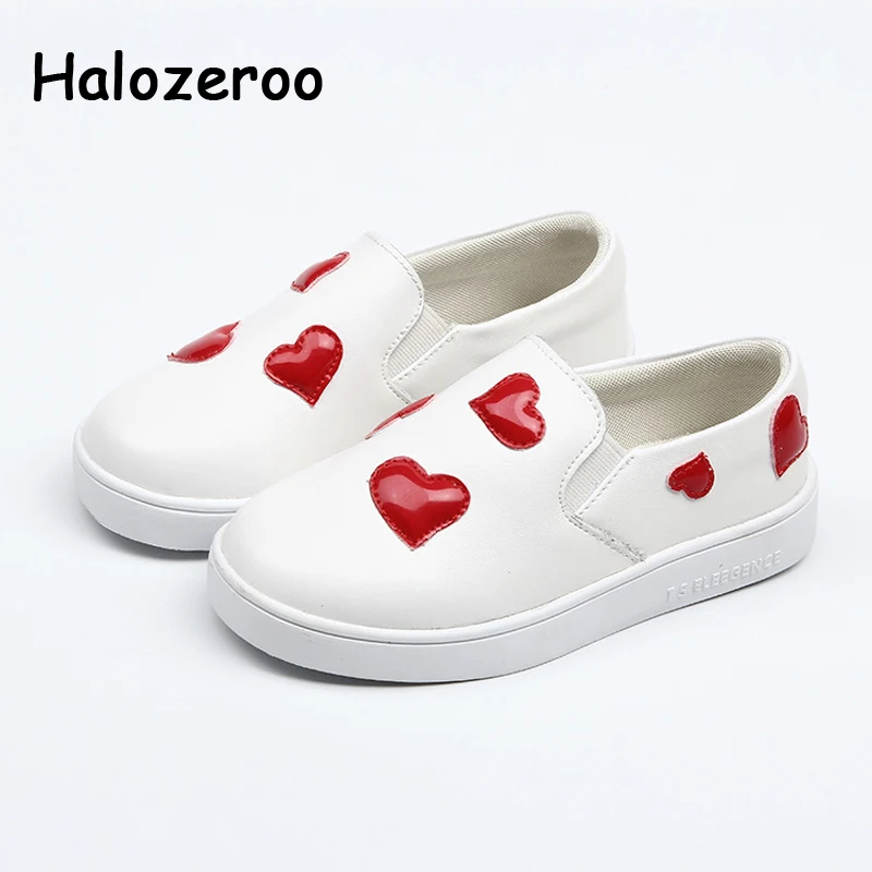 

2019 Spring New Kids Genuine Leather Shoes Baby Girls Sport Sneakers Children Heart Shoes Boys White Casual Shoes Brand Trainer
