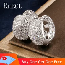 RAKOL queen AAA циркония кристалл белый цвет маленькие милые серьги-кольца для женщин Роскошные свадебные украшения подарок на день рождения RE0599K