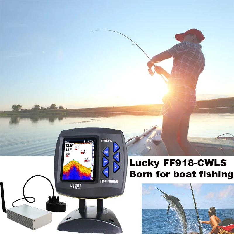 

Lucky Fish Finder FF918-CWLS 3.5 LCD Boat Fish Finder Wireless Underwater Detector Camera for fishing operating range 300m Depth
